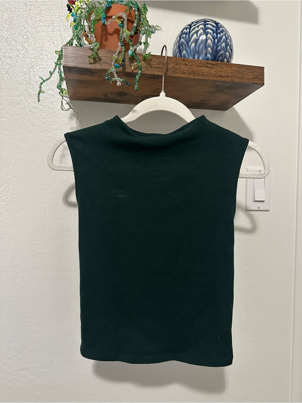 Zara Sleeveless Mock Neck Tank - Dark Green